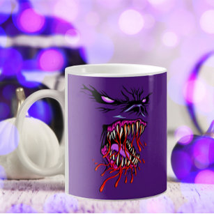 Zombie monster with big teeth and scary look. coffee mug