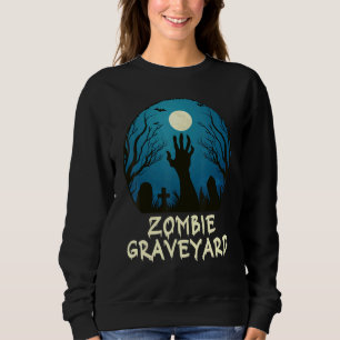 Zombie Moonlit Graveyard Scary Halloween Kids Boys Sweatshirt