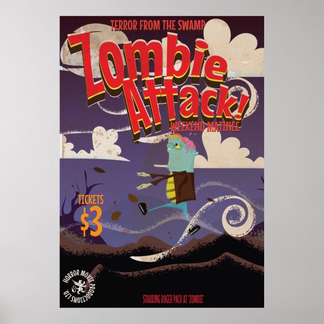 Zombie Movie Vintage Travel Poster (Front)