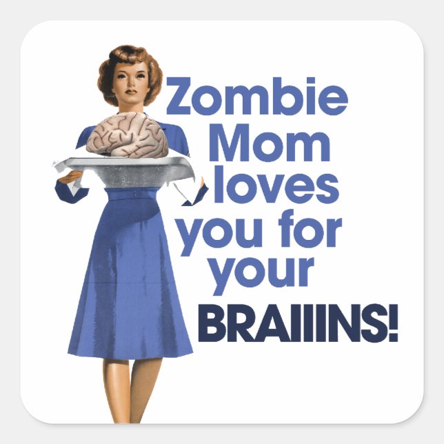 Zombie Mum Square Sticker (Front)