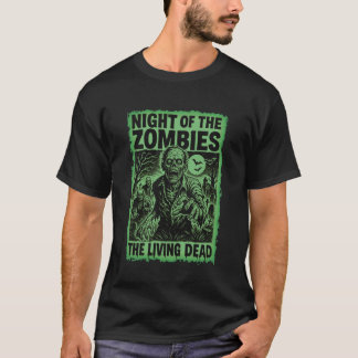 Zombie Night at The Cemetery Vintage Living Dead D T-Shirt