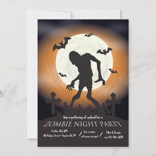 Zombie Night Halloween Party Invitation (Front)