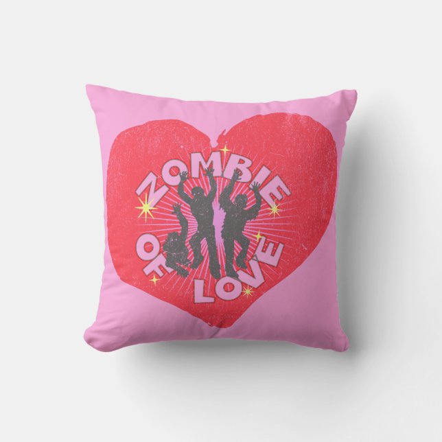 Zombie of Love Retro Punk Grunge Rocker Valentines Cushion (Front)