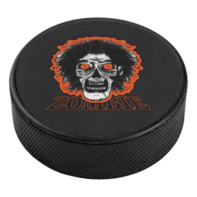Zombie -Orange Eyes Hair  Hockey Puck (3/4)