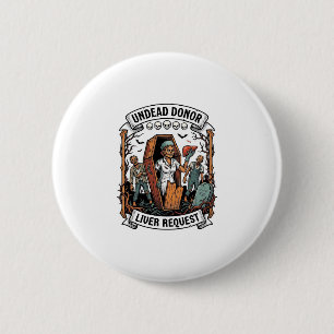 Zombie Organ Donor Vintage Engraving White Shirt D 6 Cm Round Badge