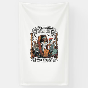 Zombie Organ Donor Vintage Engraving White Shirt D Banner