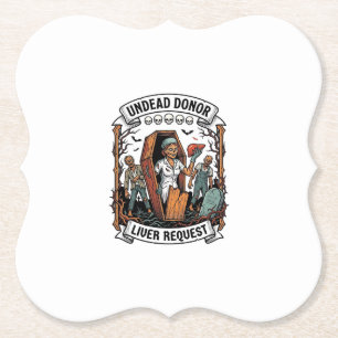 Zombie Organ Donor Vintage Engraving White Shirt D Paper Coaster