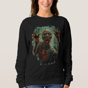 Zombie Out of the Black Halloween Spooky Art Sweatshirt