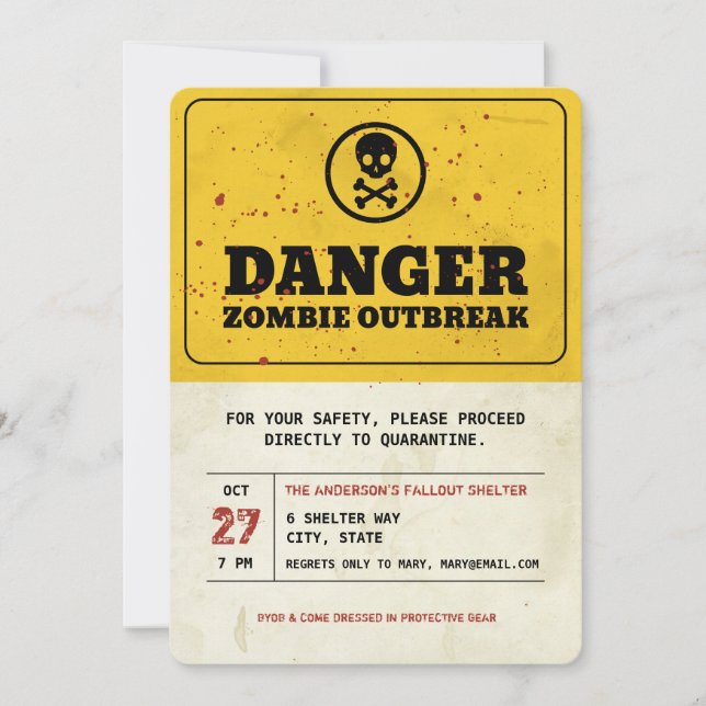 Zombie Outbreak Halloween Party Invitation (Front)
