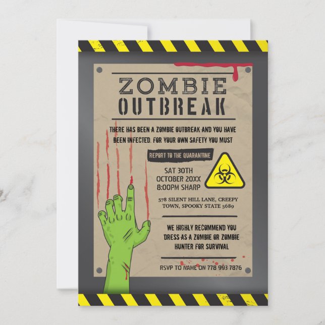 Zombie Outbreak Invite Halloween Party (Front)