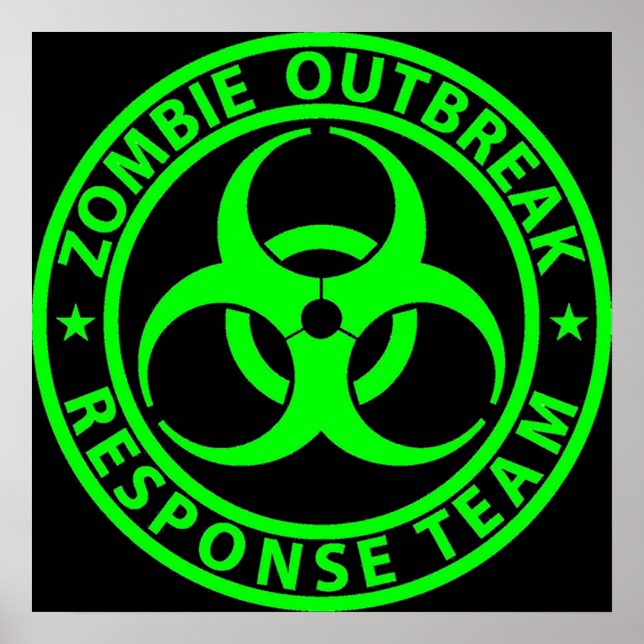 Zombie Outbreak Response Team Neon Green Poster (Front)