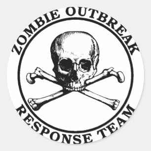 Zombie Outbreak Response Team (Skull Crossbones) Classic Round Sticker