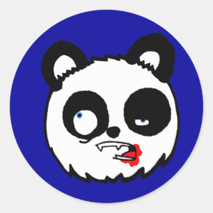 Zombie Panda Head Classic Round Sticker