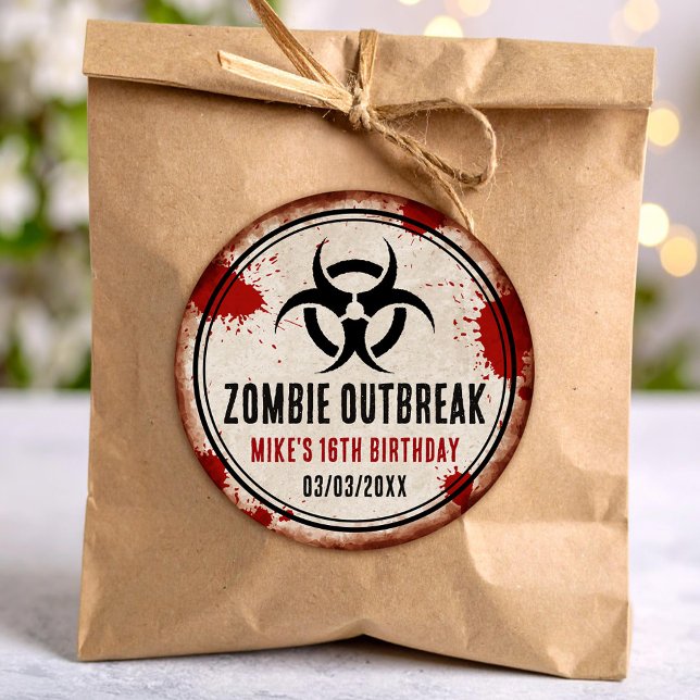 Zombie Party rusty Classic Round Sticker (Creator Uploaded)