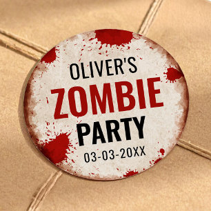 Zombie party with blood classic round sticker