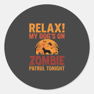 Zombie Patrol Dog Halloween Classic Round Sticker
