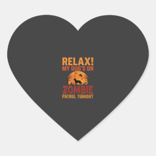 Zombie Patrol Dog Halloween Heart Sticker
