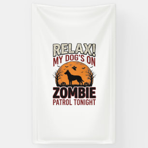 Zombie Patrol Dog Halloween Vintage Engraving Desi Banner