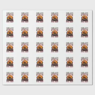 Zombie Patrol Dog Halloween Vintage Engraving Desi Wrapping Paper