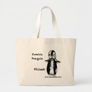 Zombie Penguin: Ffiiissh! Large Tote Bag