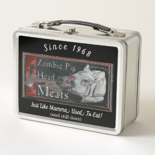 Zombie Pig Head Meats - Since 1968 Colour Metal Lunch Box