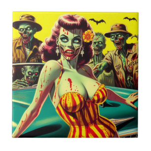 Zombie Pin-up Ceramic Tile