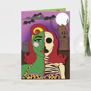 Zombie Pin-up Girl Halloween Card