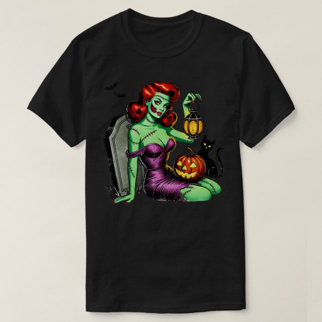 Zombie Pin up girl Halloween T-Shirt (Design Front)