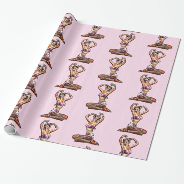 Zombie Pin Up Wrapping Paper (Unrolled)