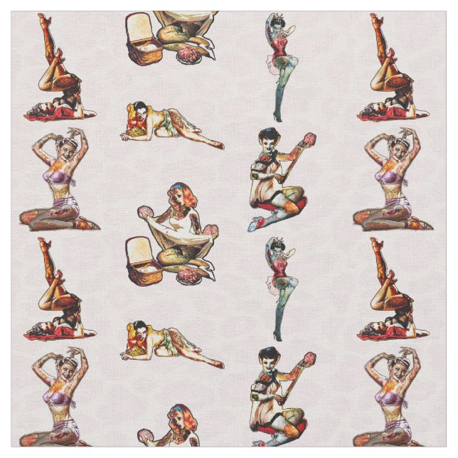 Zombie Pin Ups Fabric (Close Up)