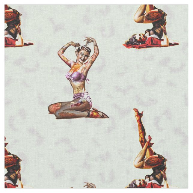 Zombie Pin Ups Fabric (Close Up)