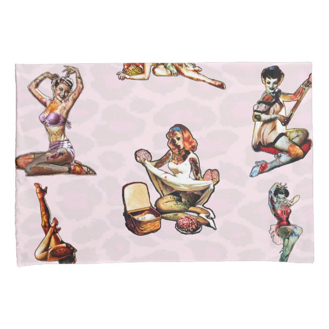 Zombie Pin Ups Pillowcase (Front-Right)