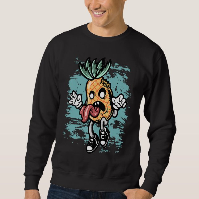 Zombie Pineapple Graphic Zombie Halloween Costume Sweatshirt (Front)