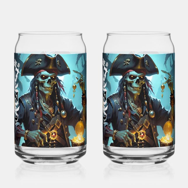 Zombie Pirate Drinkware Set Can Glass (Front)