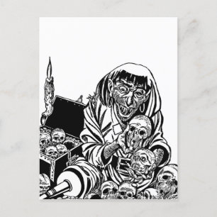 zombie pirate treasure monster horror art postcard