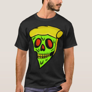 Zombie Pizza Halloween Scary Skeleton Skull T-Shirt