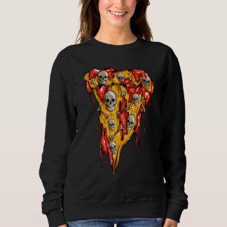 Zombie Pizza Slice Skulls Skeleton Pizza  Hallowee Sweatshirt