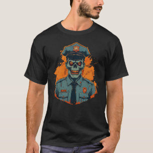 Zombie Policeman Officer Halloween Design T-Shirt