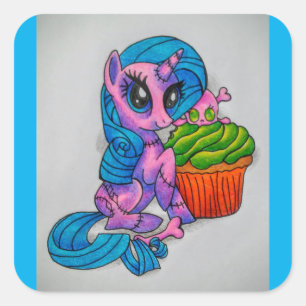 Zombie pony square sticker
