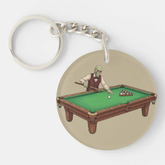 Zombie Pool Player Billiards original art Key Ring