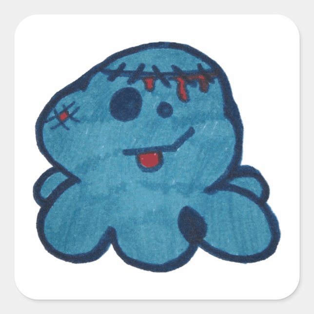 zombie popcorn square sticker (Front)