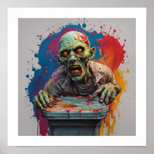 Zombie Posing for Shot Halloween Poster