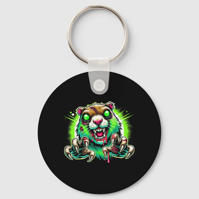 Zombie Prairie Dog Halloween Horror Key Ring (Front)