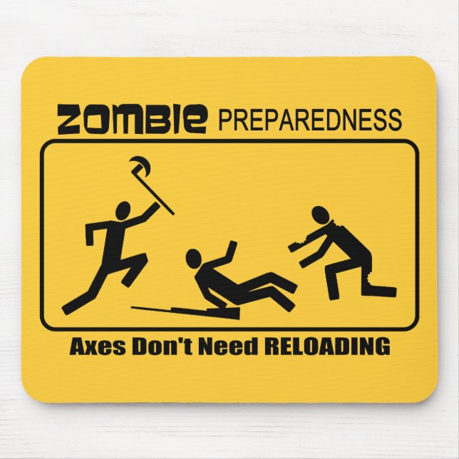 Zombie Preparedness Axes Reload Design Mouse Pad (Front)