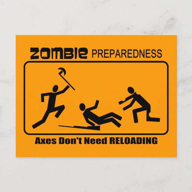 Zombie Preparedness Axes Reload Design Postcard (Front)