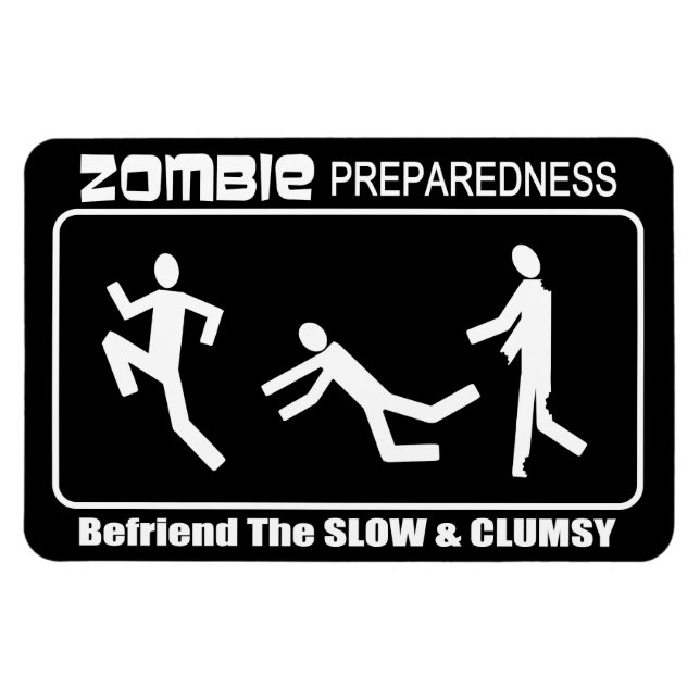 Zombie Preparedness Befriend Slow WHITE LG Design Magnet (Horizontal)