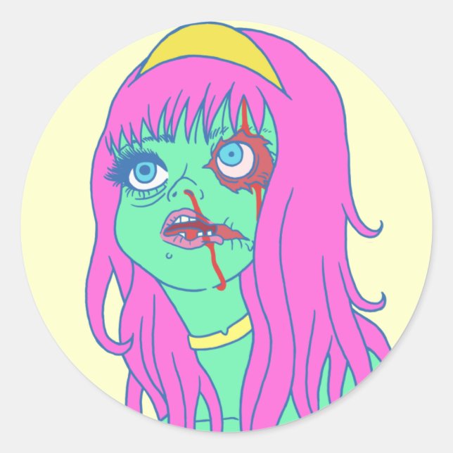 Zombie Princess Classic Round Sticker (Front)