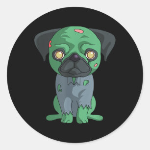 Zombie Pug Classic Round Sticker