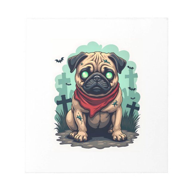 Zombie Pug Parade Notepad (Front)