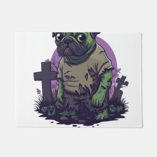 Zombie Pug � Undead Funny Halloween Dog Doormat